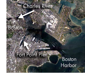 Fort Point and Boston Harbor satellite photo